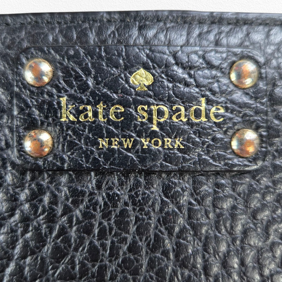 Kate Spade Wellesley Stacy Black Pebbled Leather Wallet Bifold Snap Closure - Picture 2 of 11